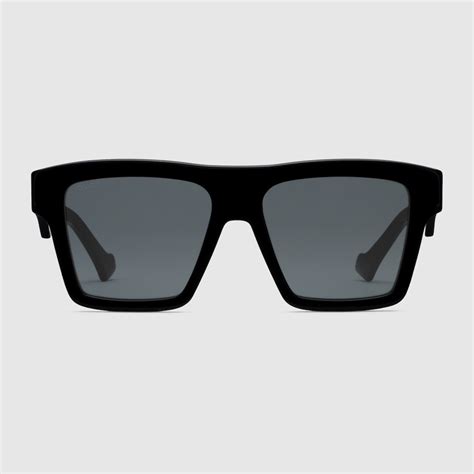 lentes de sol para mujer gucci|Gafas de sol con marco geométrico inacetato negro.